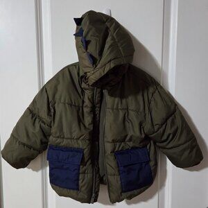 Toddler Boy Green Puffer Jacket, 3T